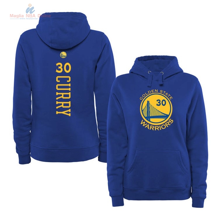 Acquista Felpe Con Cappuccio NBA Golden State Warriors #30 Stephen Curry Blu Giallo