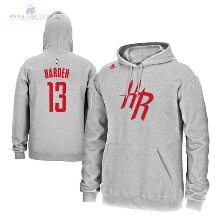 Acquista Felpe Con Cappuccio NBA Houston Rockets #13 James Harden Grigio