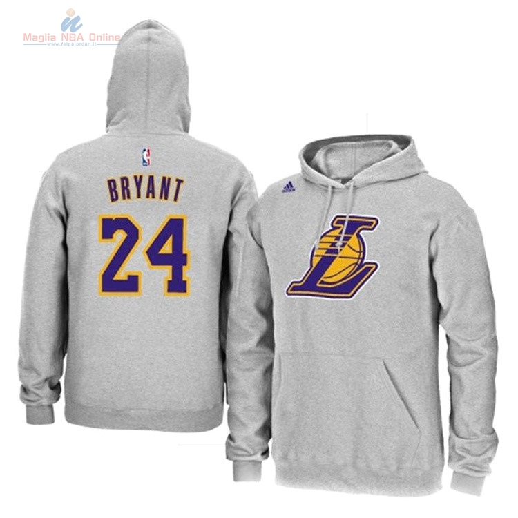 Acquista Felpe Con Cappuccio NBA Los Angeles Lakers #24 Kobe Bryant Grigio