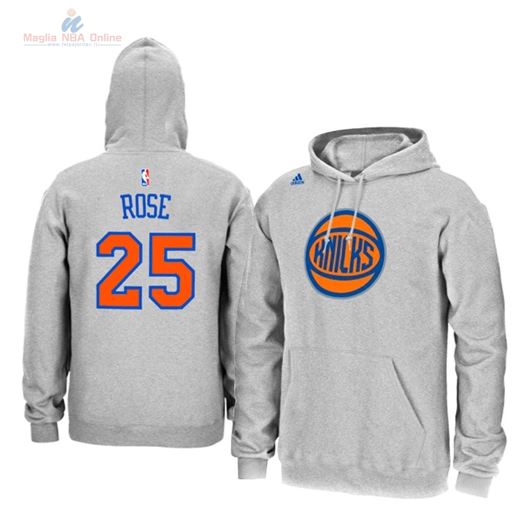 Acquista Felpe Con Cappuccio NBA New York Knicks #25 Derrick Rose Grigio