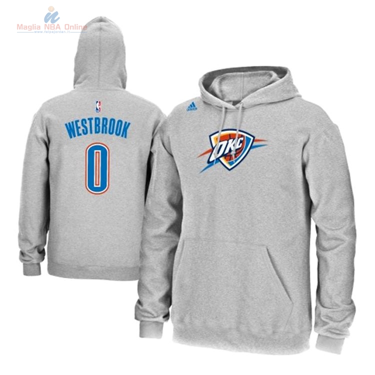 Acquista Felpe Con Cappuccio NBA Oklahoma City Thunder #0 Russell Westbrook Grigio