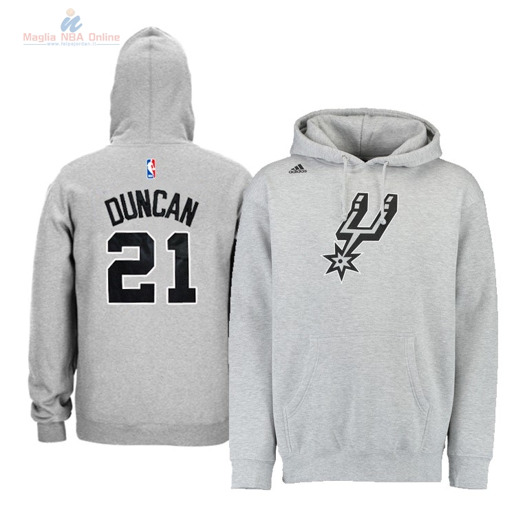 Acquista Felpe Con Cappuccio NBA San Antonio Spurs #21 Tim Duncan Grigio