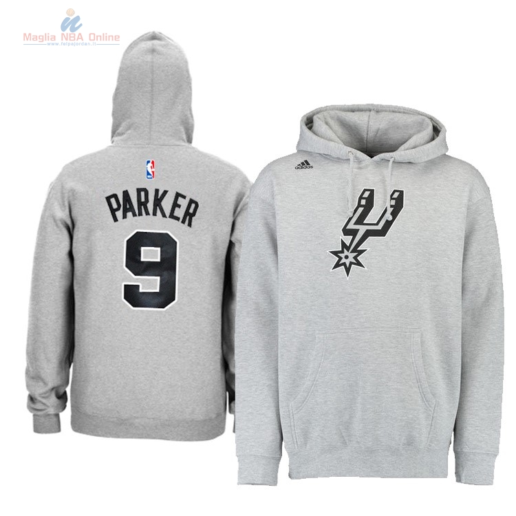 Acquista Felpe Con Cappuccio NBA San Antonio Spurs #9 Tony Parker Grigio