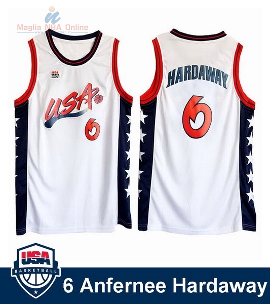 Acquista Maglia NBA 1996 USA Anfernee Hardaway #6 Bianco