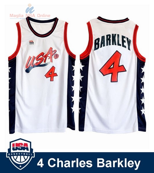 Acquista Maglia NBA 1996 USA Charles Barkley #4 Bianco