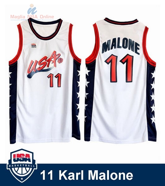 Acquista Maglia NBA 1996 USA Karl Malone #11 Bianco