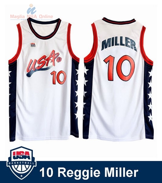 Acquista Maglia NBA 1996 USA Reggie Miller #10 Bianco
