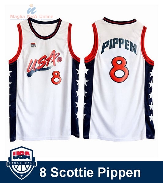 Acquista Maglia NBA 1996 USA Scottie Pippen #8 Bianco