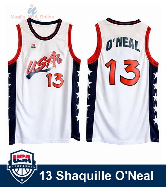 Acquista Maglia NBA 1996 USA Shaquille O'neal #13 Bianco