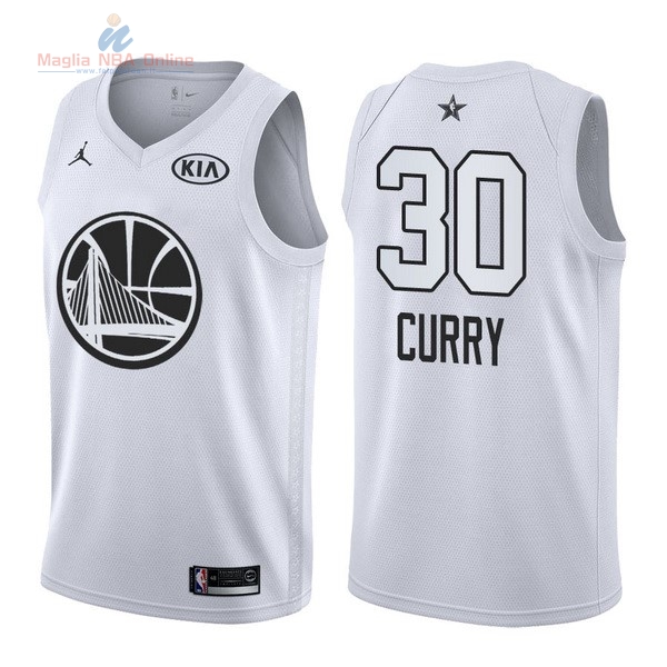 Acquista Maglia NBA 2018 All Star #30 Stephen Curry Bianco