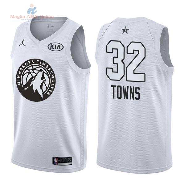 Acquista Maglia NBA 2018 All Star #32 Karl Anthony Towns Bianco