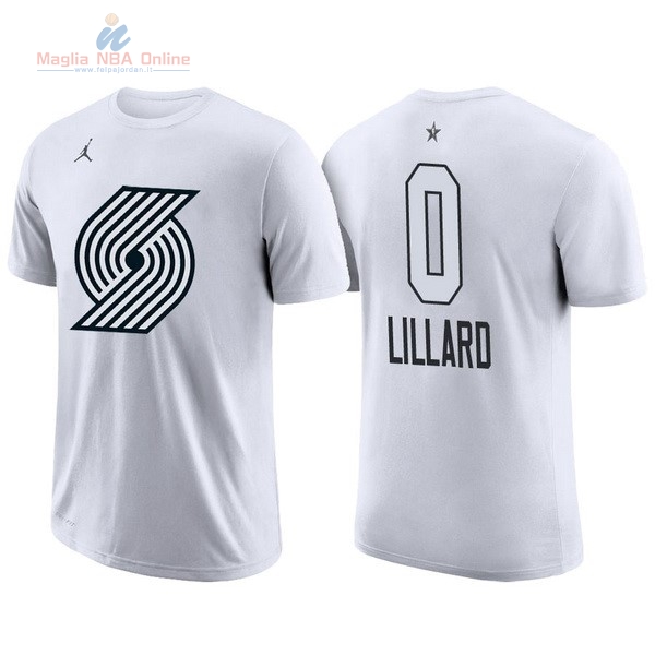 Acquista Maglia NBA 2018 All Star Manica Corta #0 Damian Lillard Bianco