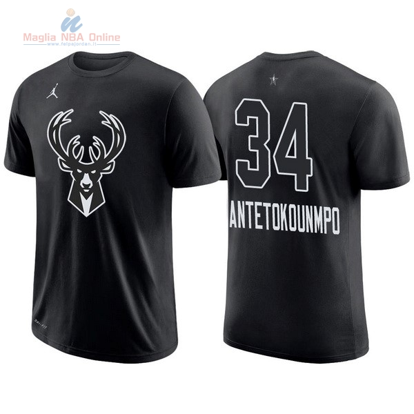 Acquista Maglia NBA 2018 All Star Manica Corta #34 Giannis Antetokounmpo Nero