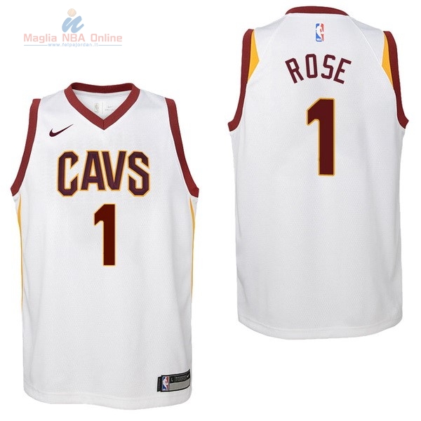 Acquista Maglia NBA Bambino Cleveland Cavaliers #1 Derrick Rose Bianco Association 2017-18