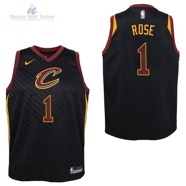 Acquista Maglia NBA Bambino Cleveland Cavaliers #1 Derrick Rose Nero Statement 2017-18