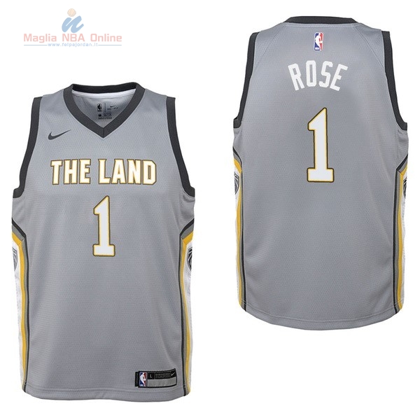 Acquista Maglia NBA Bambino Cleveland Cavaliers #1 Derrick Rose Nike Grigio Città 2017-18