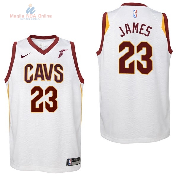 Acquista Maglia NBA Bambino Cleveland Cavaliers #23 LeBron James Bianco 2017-18