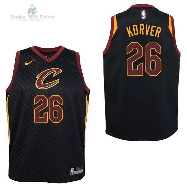 Acquista Maglia NBA Bambino Cleveland Cavaliers #26 Kyle Korver Nero Statement 2017-18