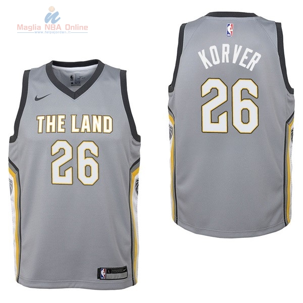 Acquista Maglia NBA Bambino Cleveland Cavaliers #26 Kyle Korver Nike Grigio Città 2017-18