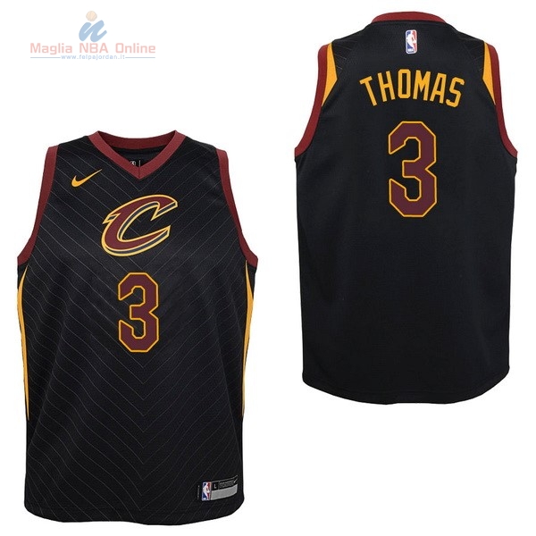 Acquista Maglia NBA Bambino Cleveland Cavaliers #3 Isaiah Thomas Nero Statement 2017-18