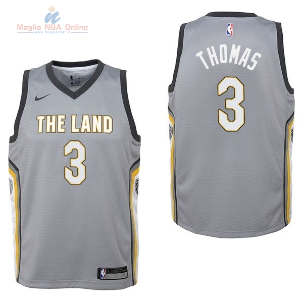 Acquista Maglia NBA Bambino Cleveland Cavaliers #3 Isaiah Thomas Nike Grigio Città 2017-18