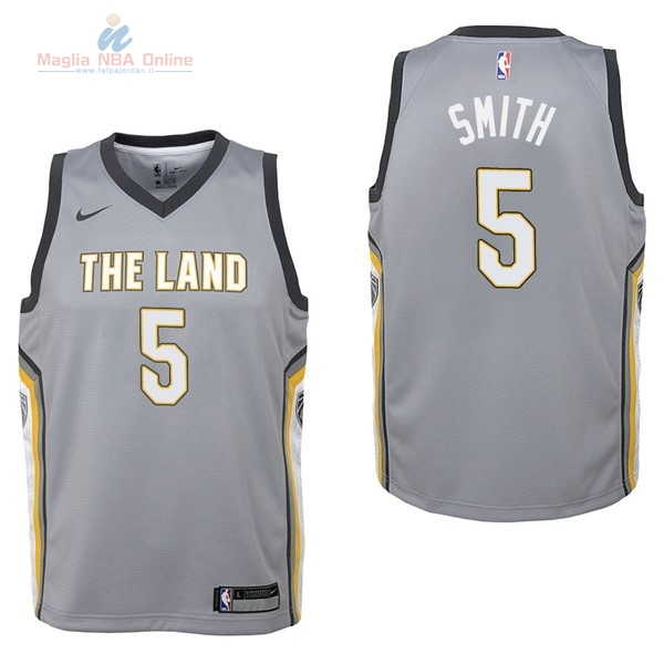 Acquista Maglia NBA Bambino Cleveland Cavaliers #5 JR.Smith Nike Grigio Città 2017-18