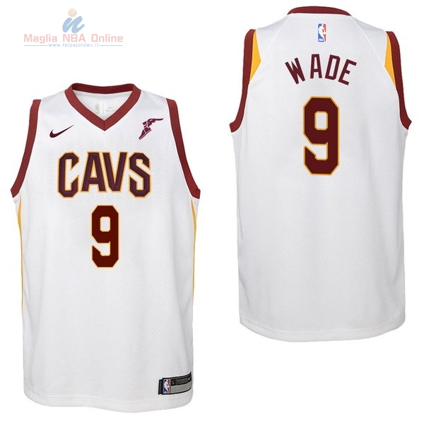 Acquista Maglia NBA Bambino Cleveland Cavaliers #9 Dwyane Wade Bianco 2017-18