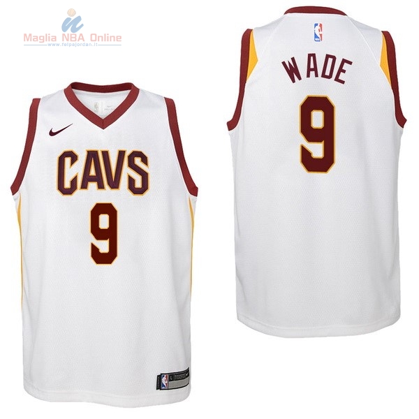 Acquista Maglia NBA Bambino Cleveland Cavaliers #9 Dwyane Wade Bianco Association 2017-18