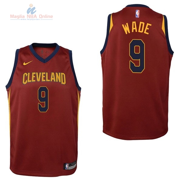 Acquista Maglia NBA Bambino Cleveland Cavaliers #9 Dwyane Wade Rosso Icon 2017-18