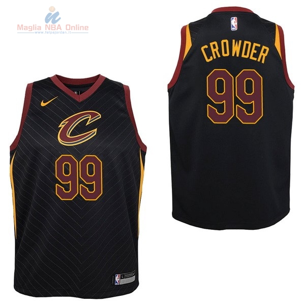 Acquista Maglia NBA Bambino Cleveland Cavaliers #99 Jae Crowder Nero Statement 2017-18