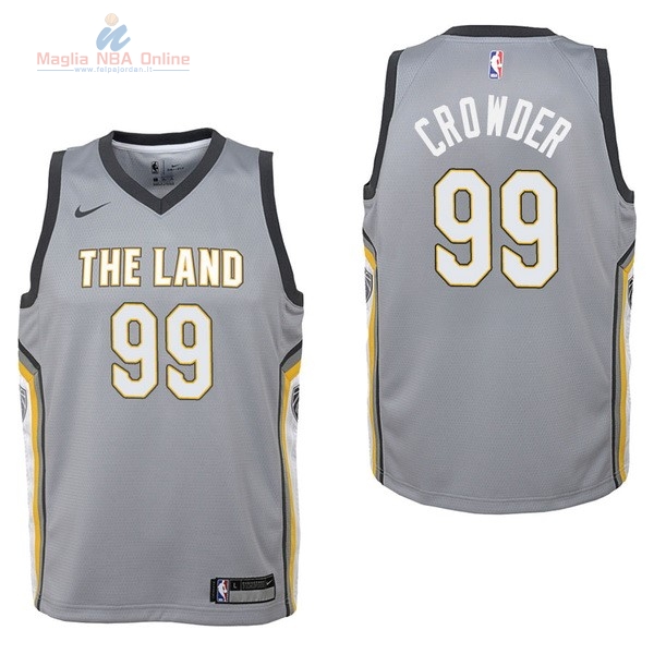 Acquista Maglia NBA Bambino Cleveland Cavaliers #99 Jae Crowder Nike Grigio Città 2017-18