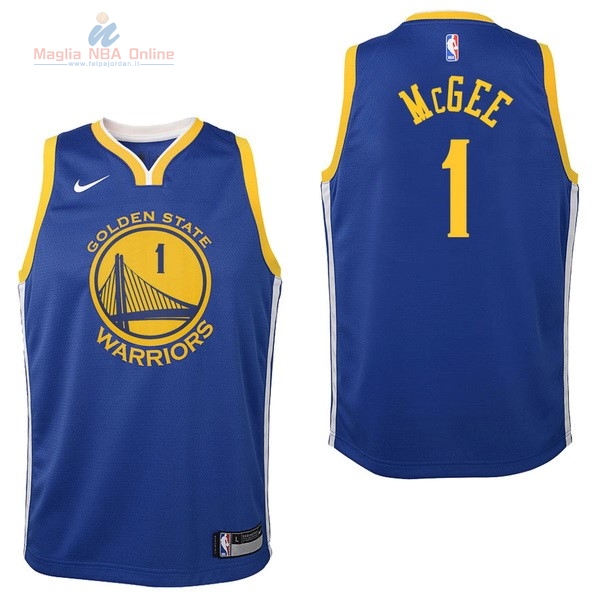 Acquista Maglia NBA Bambino Golden State Warriors #1 JaVale McGee Blu Icon 2017-18