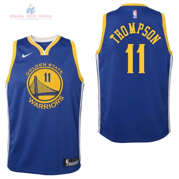 Acquista Maglia NBA Bambino Golden State Warriors #11 Klay Thompson Blu Icon 2017-18