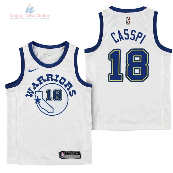 Acquista Maglia NBA Bambino Golden State Warriors #18 Omri Casspi Nike Retro Bianco 2017-18