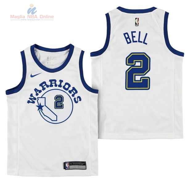 Acquista Maglia NBA Bambino Golden State Warriors #2 Jordan Bell Nike Retro Bianco 2017-18