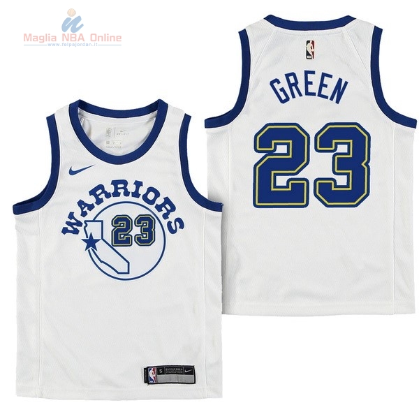 Acquista Maglia NBA Bambino Golden State Warriors #23 Draymond Green Nike Retro Bianco 2017-18