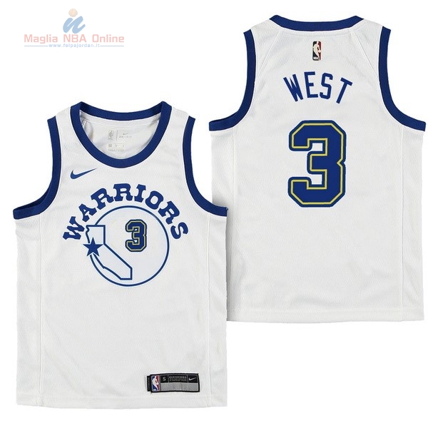 Acquista Maglia NBA Bambino Golden State Warriors #3 David West Nike Retro Bianco 2017-18