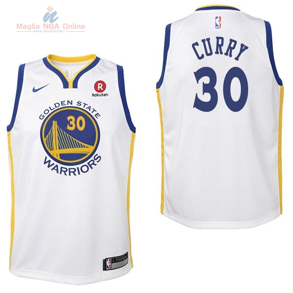 Acquista Maglia NBA Bambino Golden State Warriors #30 Stephen Curry Bianco 2017-18