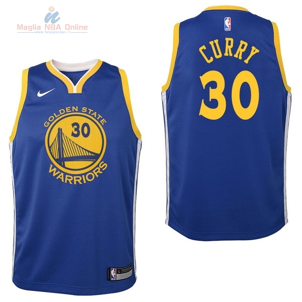 Acquista Maglia NBA Bambino Golden State Warriors #30 Stephen Curry Blu Icon 2017-18