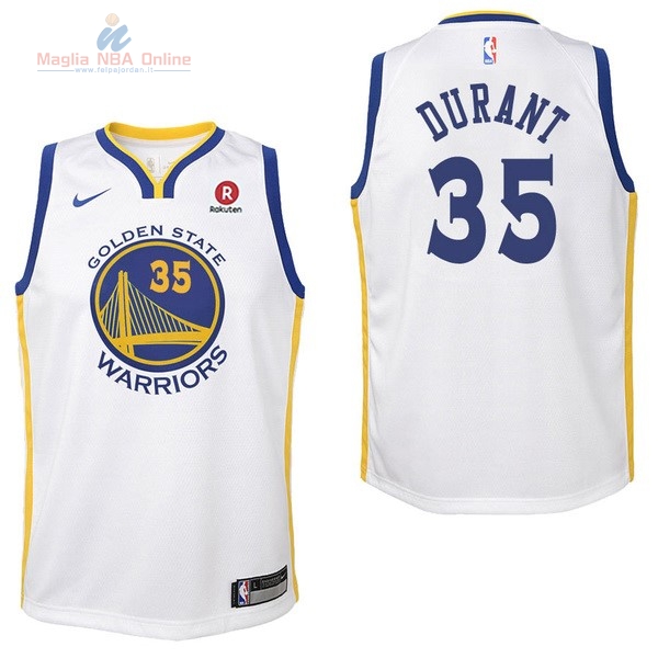 Acquista Maglia NBA Bambino Golden State Warriors #35 Kevin Durant Bianco 2017-18