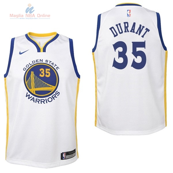 Acquista Maglia NBA Bambino Golden State Warriors #35 Kevin Durant Bianco Association 2017-18