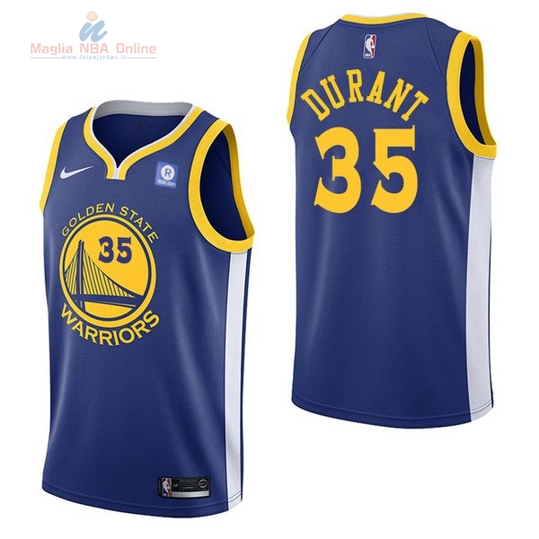 Acquista Maglia NBA Bambino Golden State Warriors #35 Kevin Durant Blu 2017-18