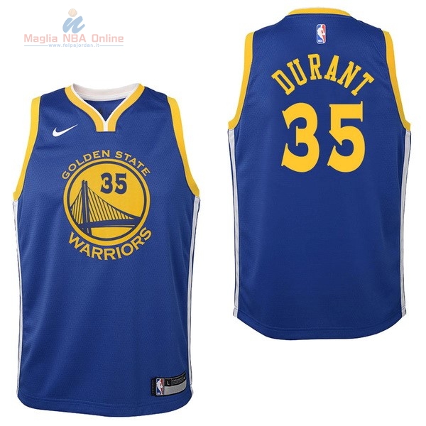 Acquista Maglia NBA Bambino Golden State Warriors #35 Kevin Durant Blu Icon 2017-18