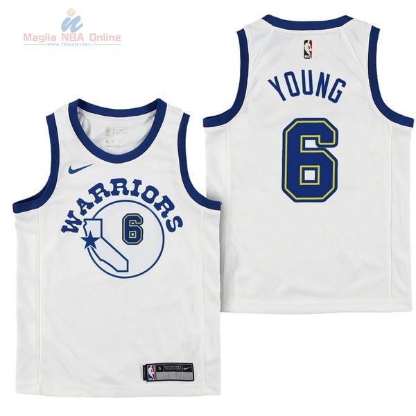 Acquista Maglia NBA Bambino Golden State Warriors #6 Nick Young Bianco Association 2017-18