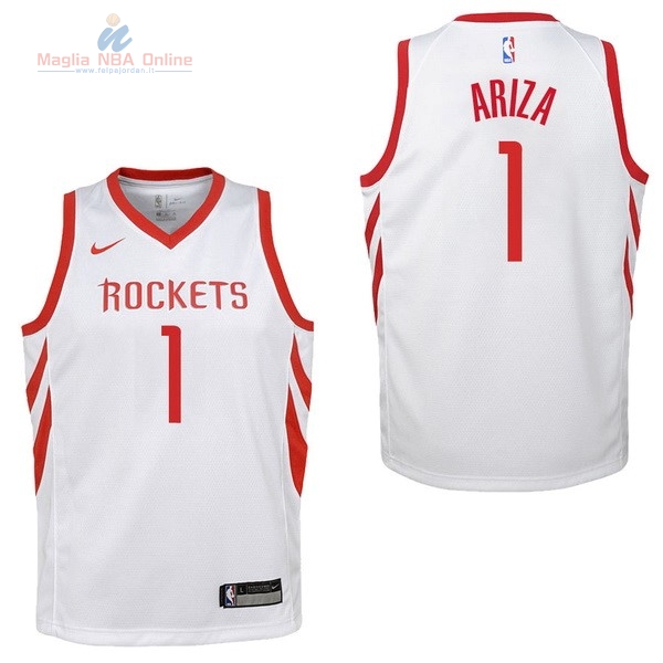 Acquista Maglia NBA Bambino Houston Rockets #1 Trevor Ariza Bianco Association 2017-18