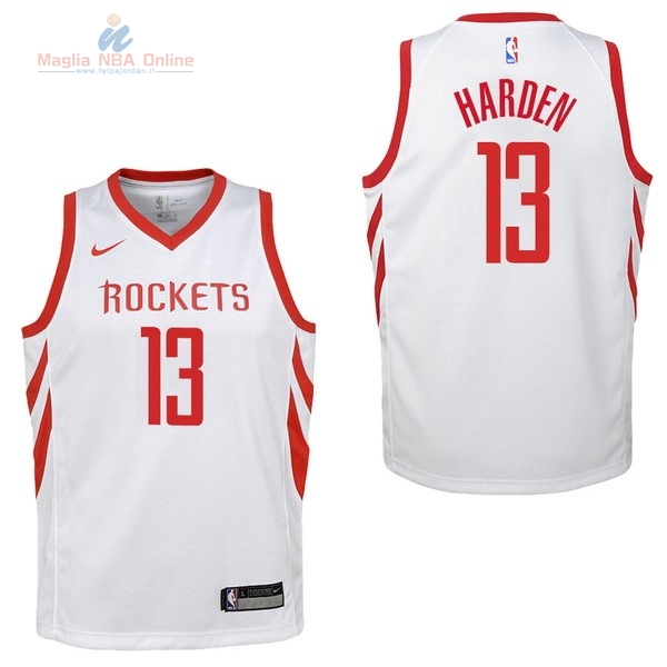 Acquista Maglia NBA Bambino Houston Rockets #13 James Harden Bianco Association 2017-18