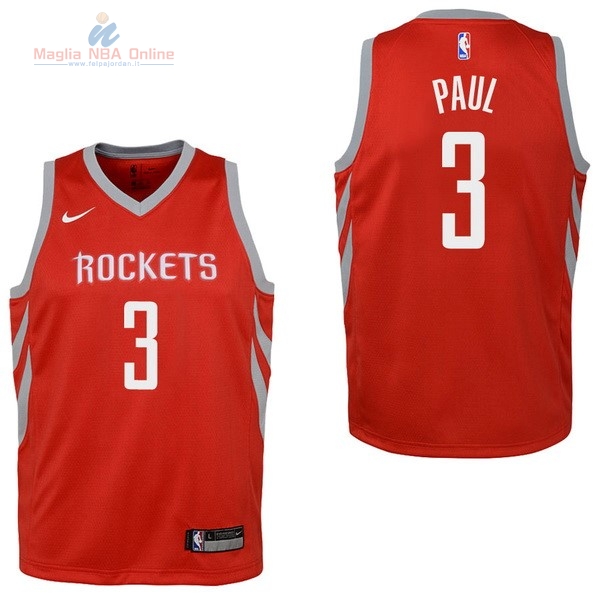 Acquista Maglia NBA Bambino Houston Rockets #3 Chris Paul Rosso Icon 2017-18