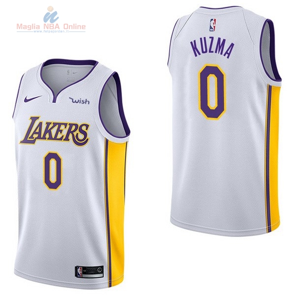 Acquista Maglia NBA Bambino Los Angeles Lakers #0 Kyle Kuzma Bianco 2017-18