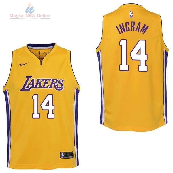 Acquista Maglia NBA Bambino Los Angeles Lakers #14 Brandon Ingram Giallo Icon 2017-18