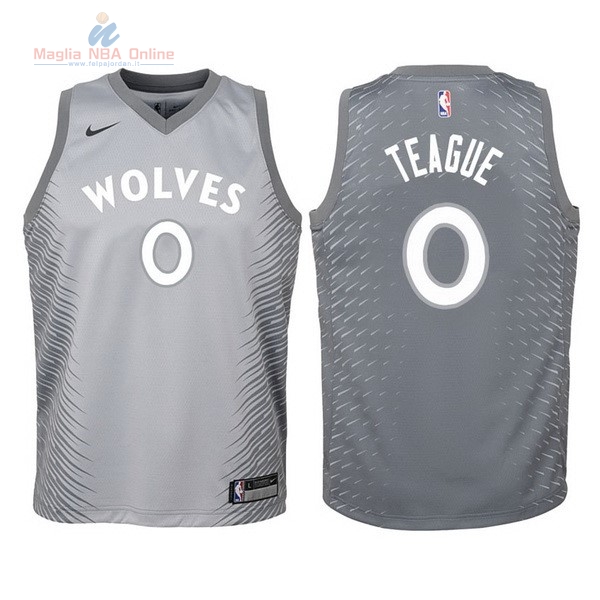 Acquista Maglia NBA Bambino Minnesota Timberwolves #0 Jeff Teague Nike Grigio Città 2017-18